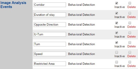 setup menu image analysis events